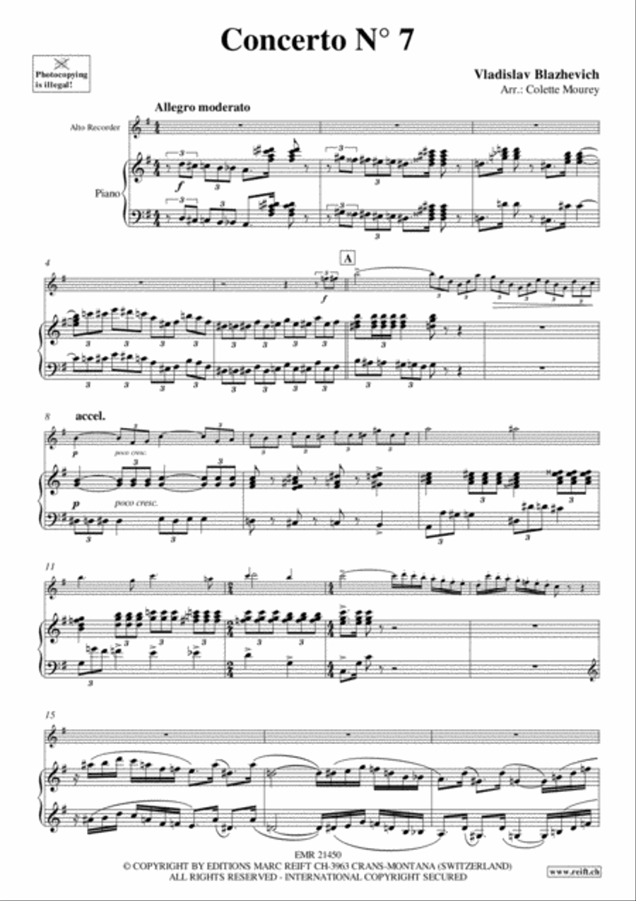 Concerto No. 7 Alto Recorder scores gallery preview page 3