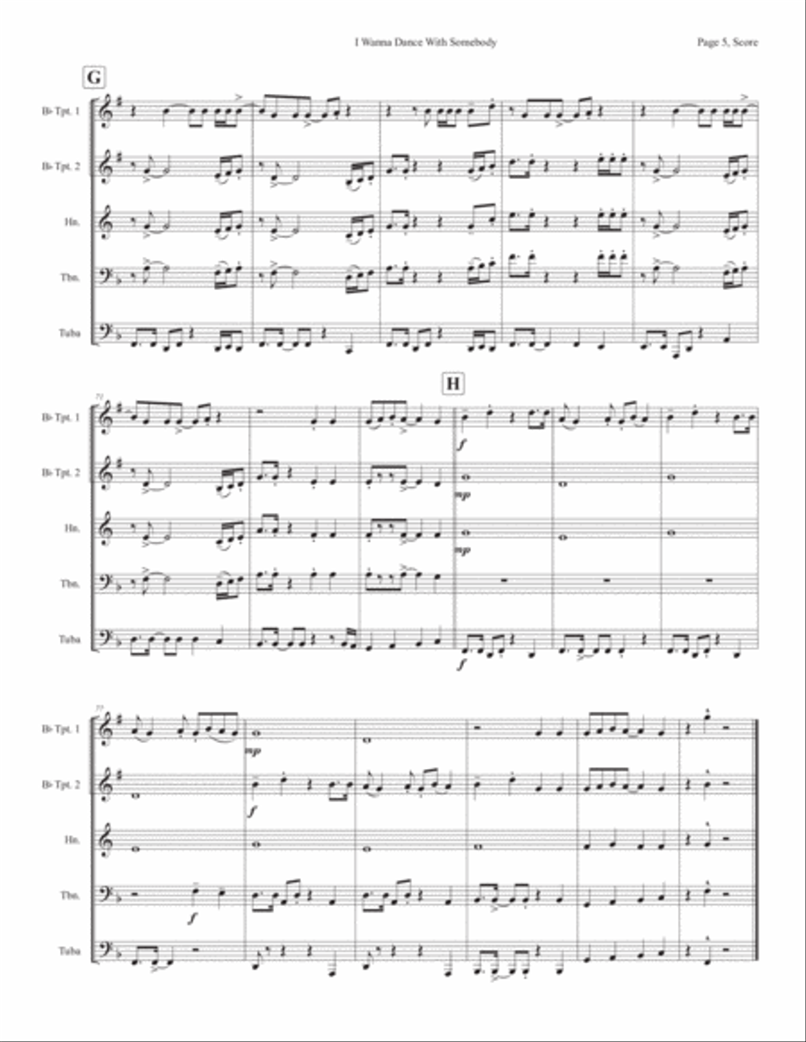 I Wanna Dance With Somebody Horn scores gallery preview page 5