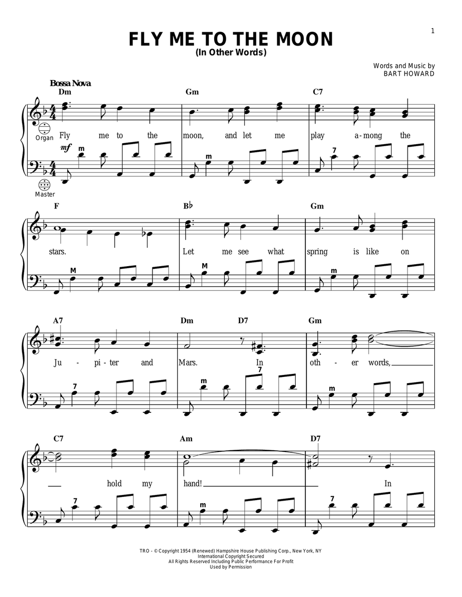 Fly Me To The Moon (In Other Words) Accordion scores gallery preview page 1
