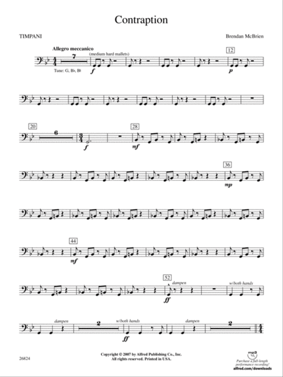 Contraption: Timpani Concert Band scores gallery preview page 1