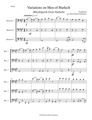 Variations on Men of Harlech (Rhyfelgyrch Gwŷr Harlech) for bassoon trio