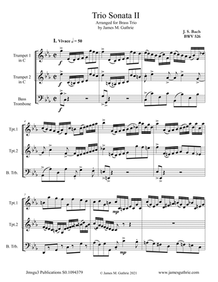 Book cover for BACH: Trio Sonata No. 2 BWV 526 for Brass Trio