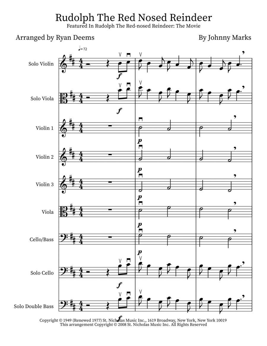 Rudolph The Red-nosed Reindeer Cello scores gallery preview page 1