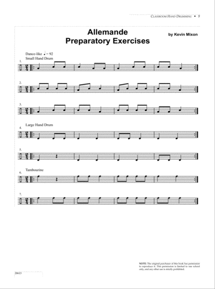 Classroom Hand Drumming (6 pieces for traditional percussion instruments or buckets) Drums scores gallery preview page 9