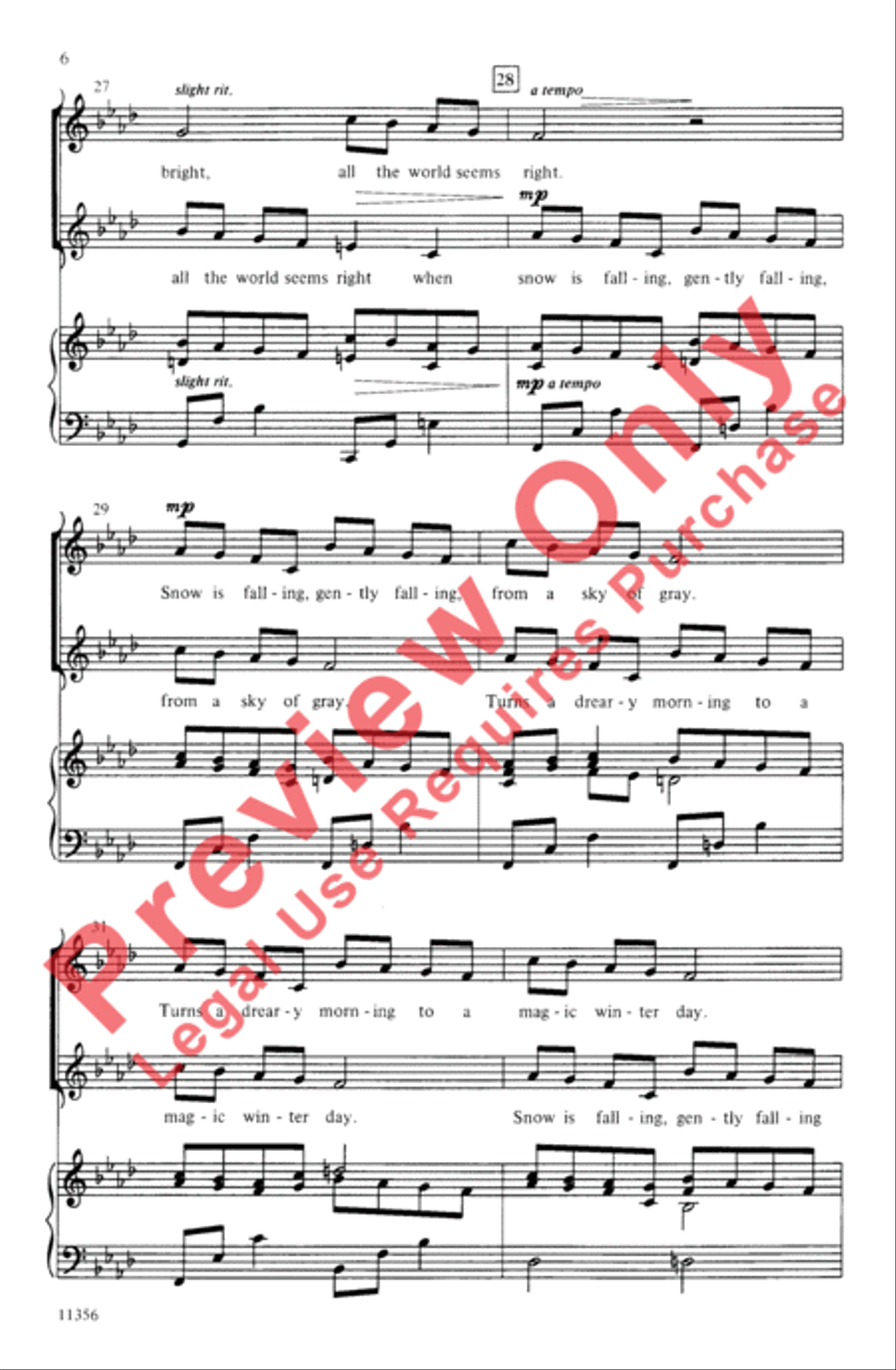 Snow Is Falling Women's Choir scores gallery preview page 6
