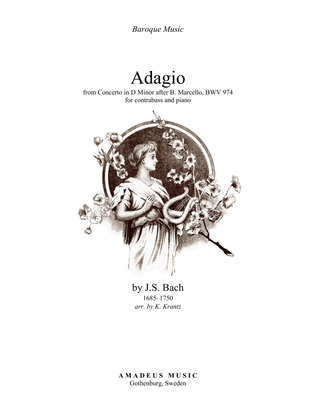 Book cover for Adagio BWV 974 from Concerto in D Minor after Marcello for contrbass and piano