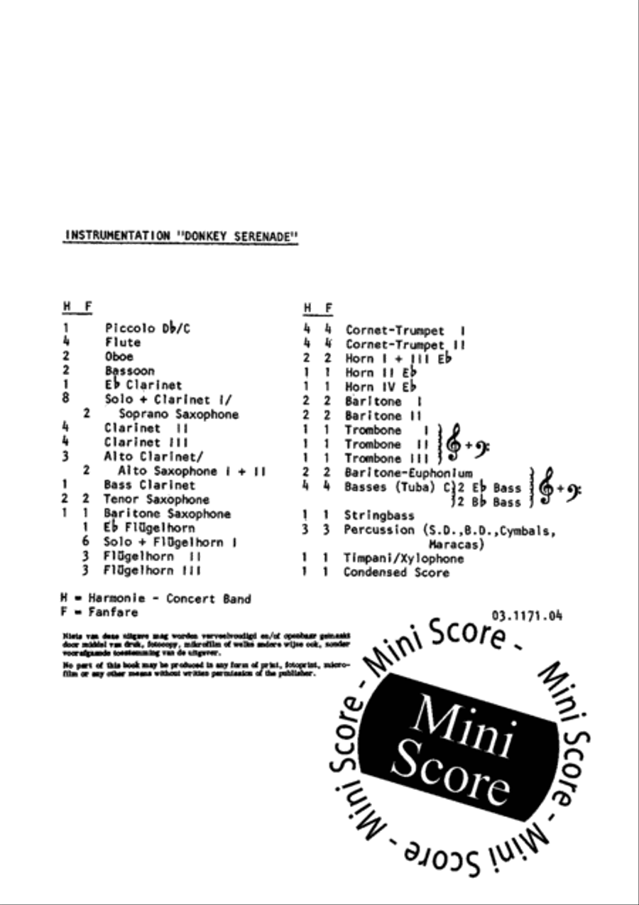 Donkey Serenade Concert Band scores gallery preview page 3