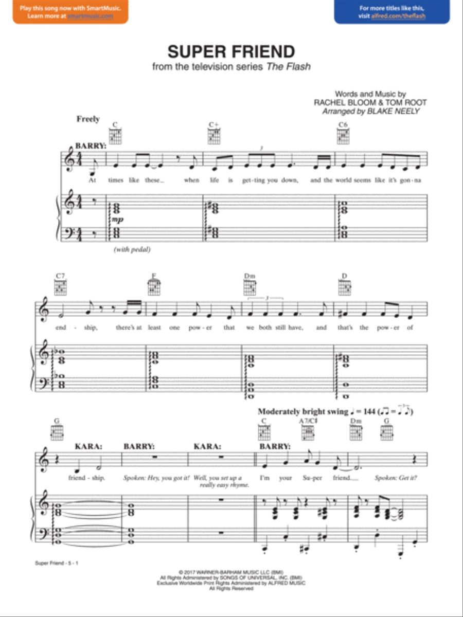 Super Friend (From the Television Series The Flash) Piano, Vocal, Guitar scores gallery preview page 1