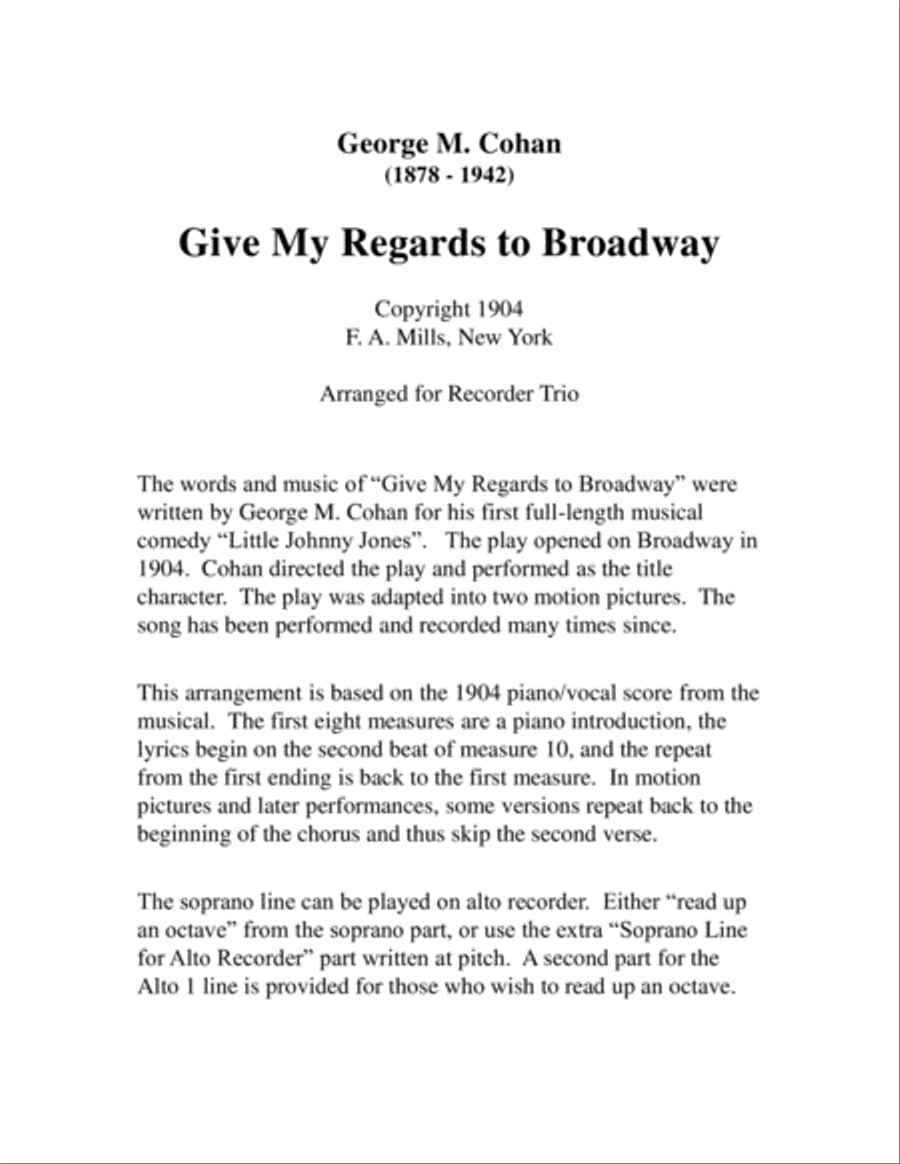 Give My Regards to Broadway for Recorder Trio Recorder scores gallery preview page 2