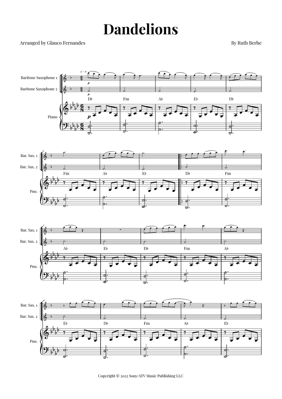 Dandelions Woodwind Duet scores gallery preview page 1