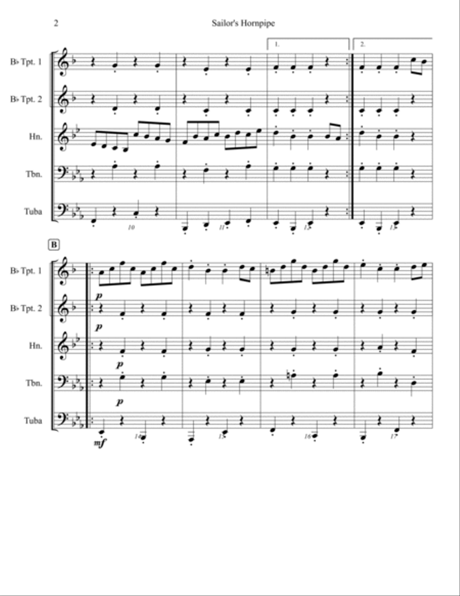 Sailor's Hornpipe Sailor's Hornpipe Brass Ensemble scores gallery preview page 4