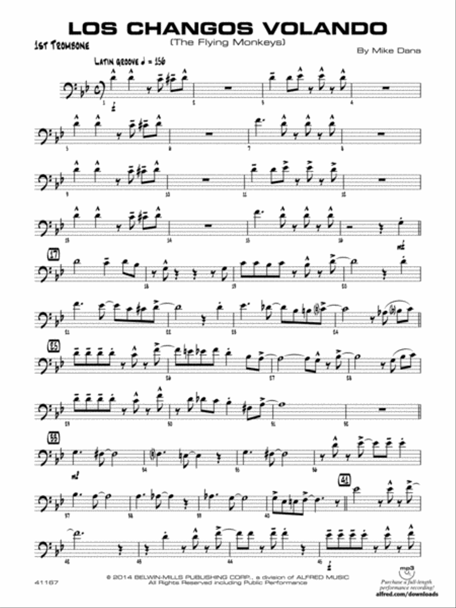 Los changos volando: 1st Trombone Jazz Ensemble scores gallery preview page 1