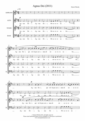 Agnus Dei (in Latin) for SATB choir by Simon Peberdy