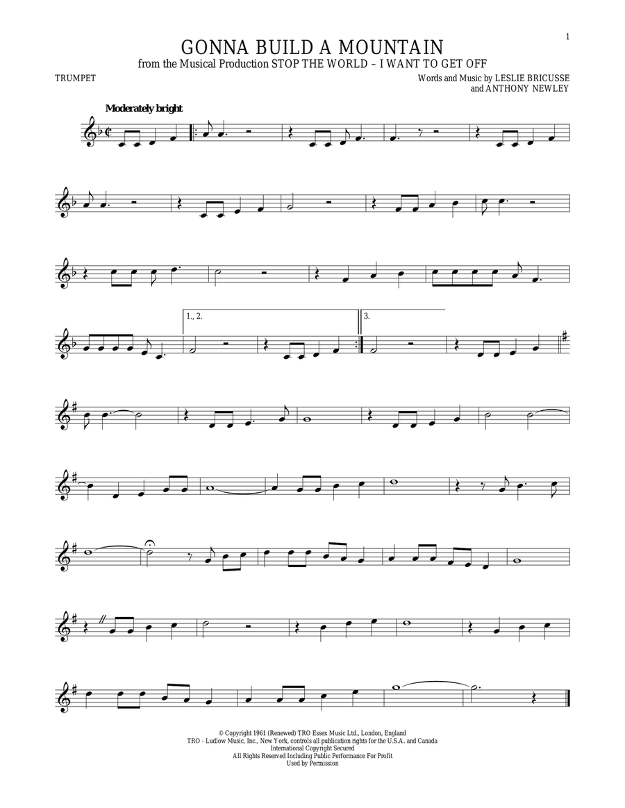 Gonna Build A Mountain Gonna Build A Mountain Trumpet Solo scores gallery preview page 1
