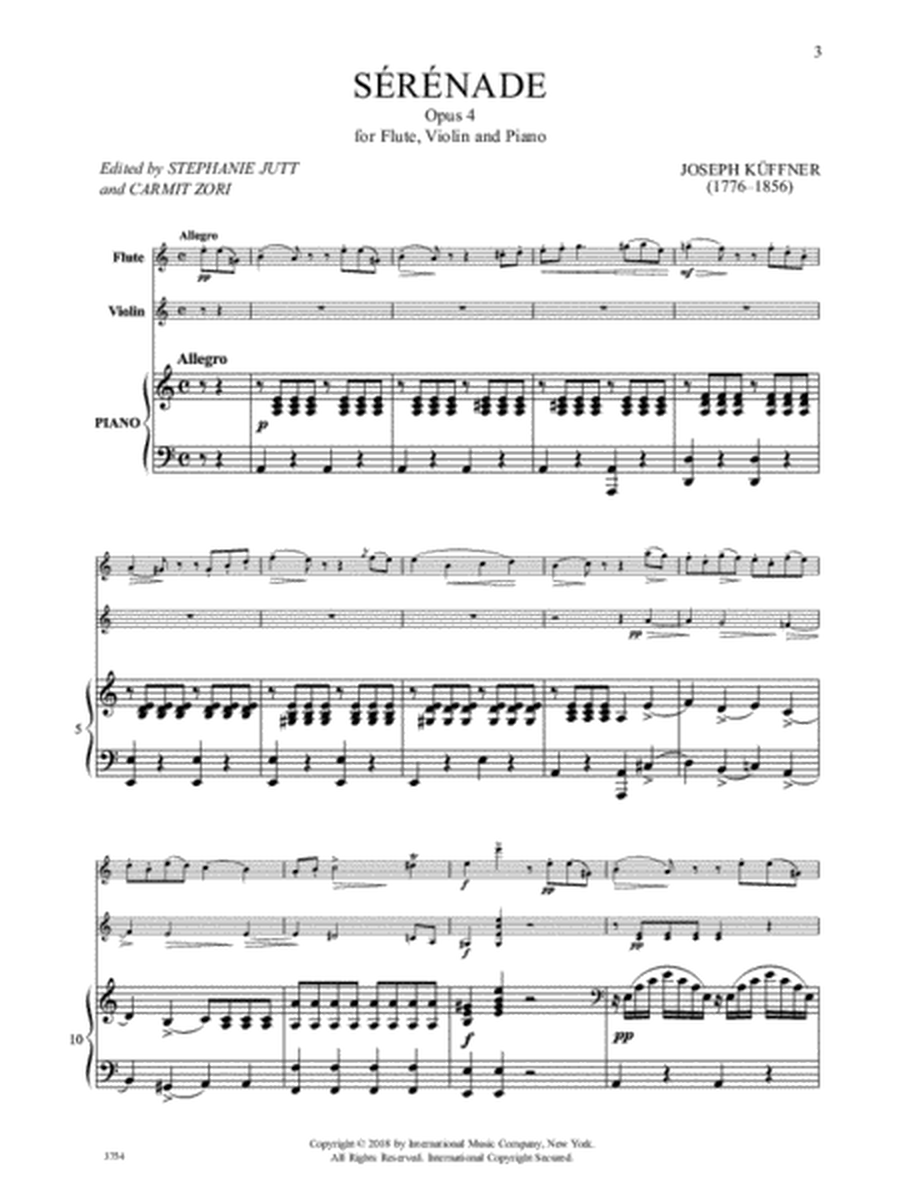 Serenade, Opus 4, For Flute, Violin And Piano