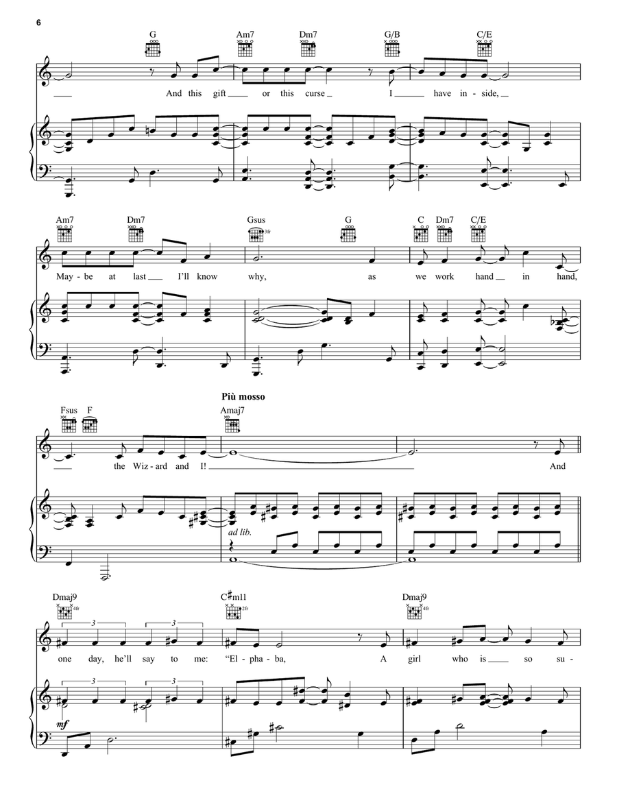 The Wizard And I (from Wicked) Piano, Vocal, Guitar scores gallery preview page 6
