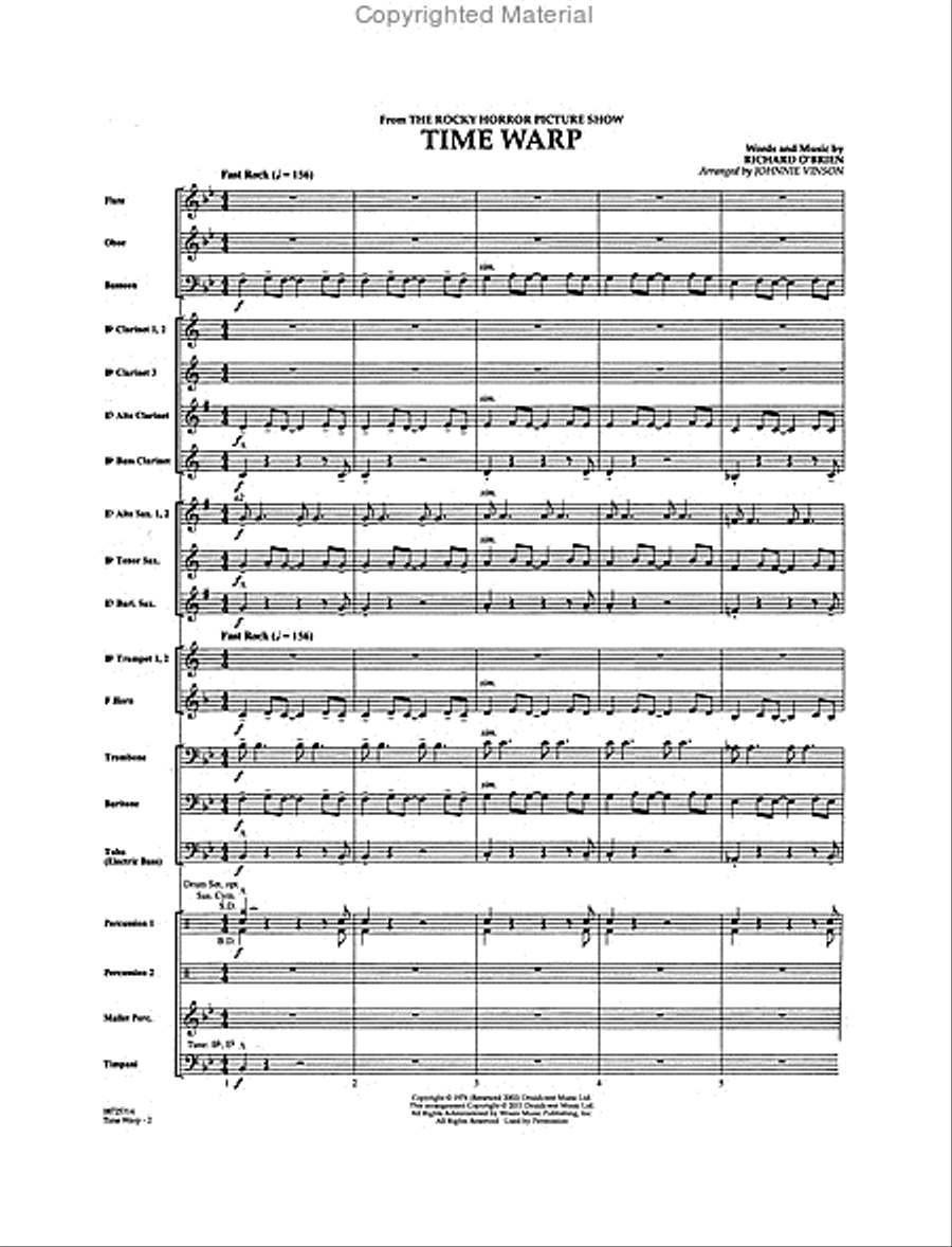 Time Warp (from The Rocky Horror Picture Show) Concert Band scores gallery preview page 2