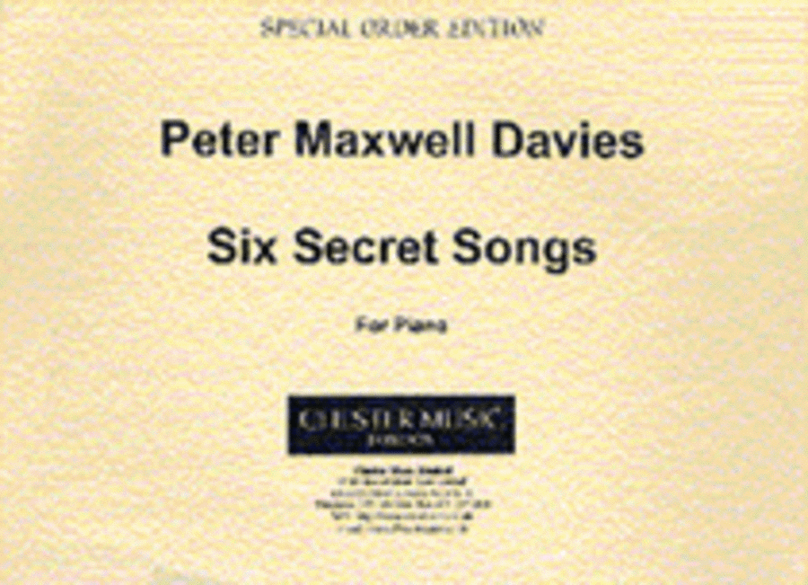 Peter Maxwell Davies: Six Secret Songs Piano Solo scores gallery preview page 1