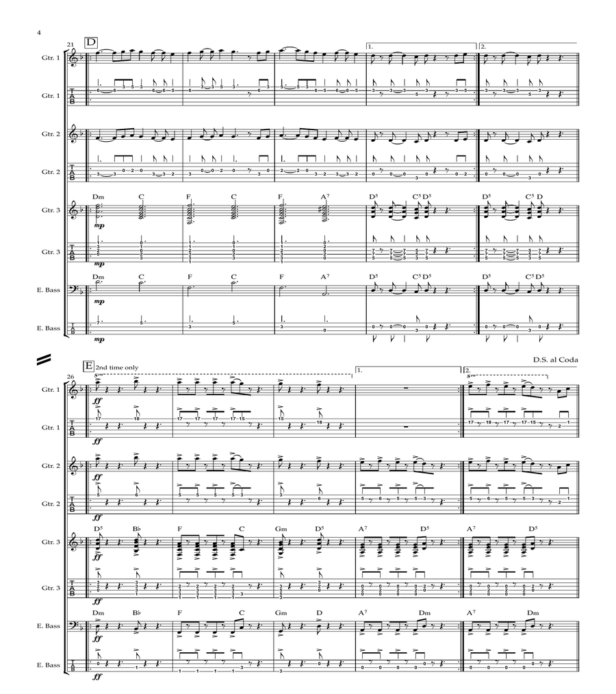 Pirates Of The Caribbean Guitar Ensemble scores gallery preview page 4