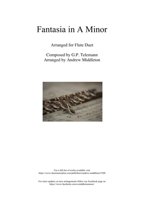 Book cover for Fantasia in A Minor arranged for Flute Duet