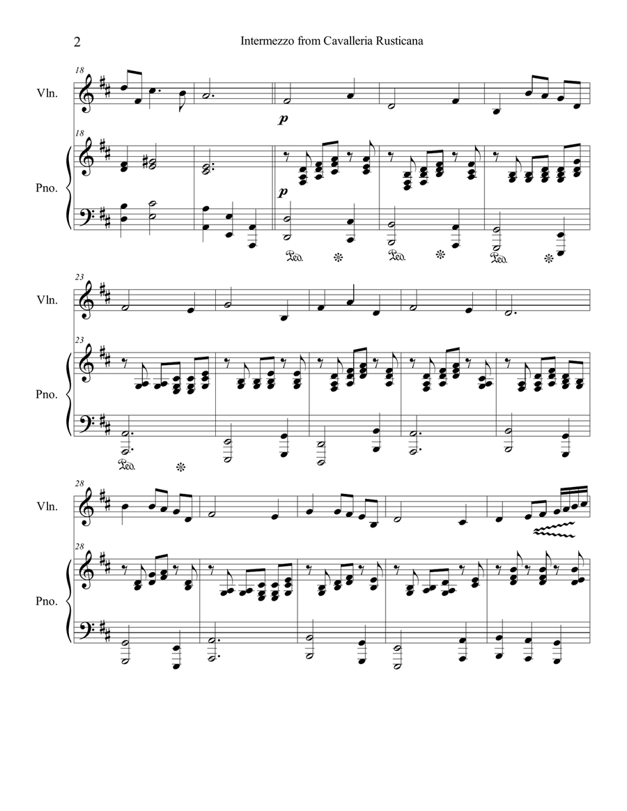 Intermezzo from Cavalleria Rusticana Violin Solo scores gallery preview page 2
