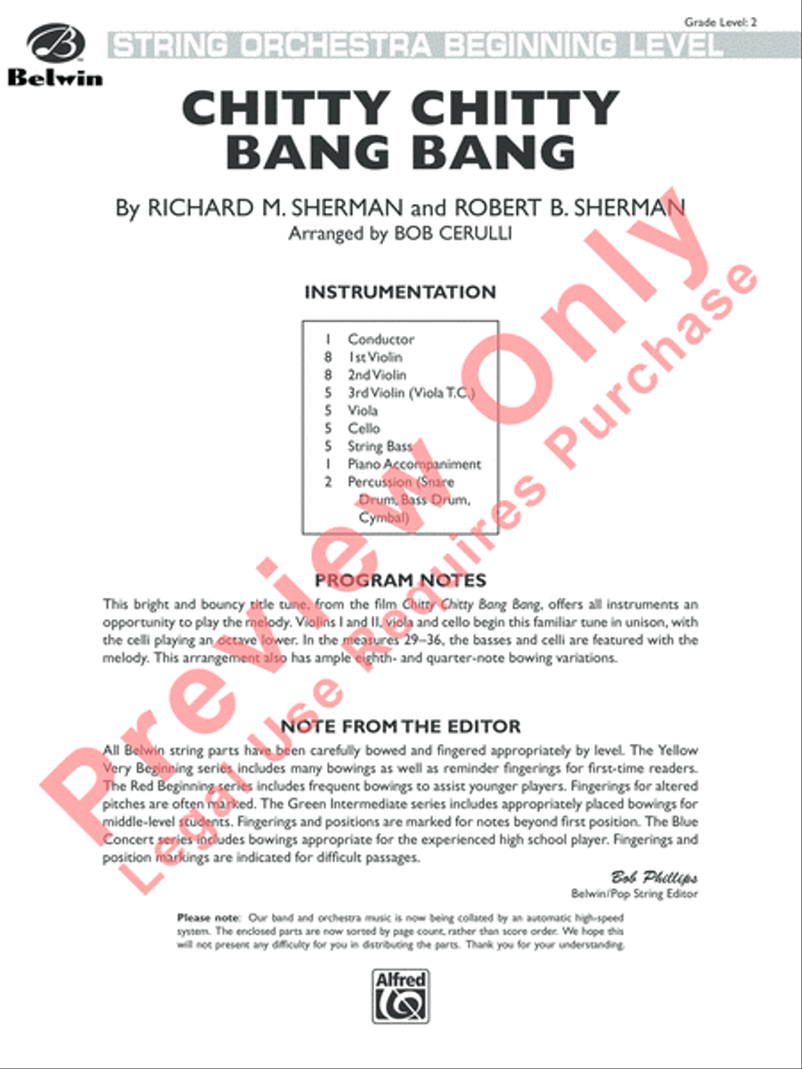 Chitty Chitty Bang Bang Chitty Chitty Bang Bang Orchestra scores gallery preview page 2