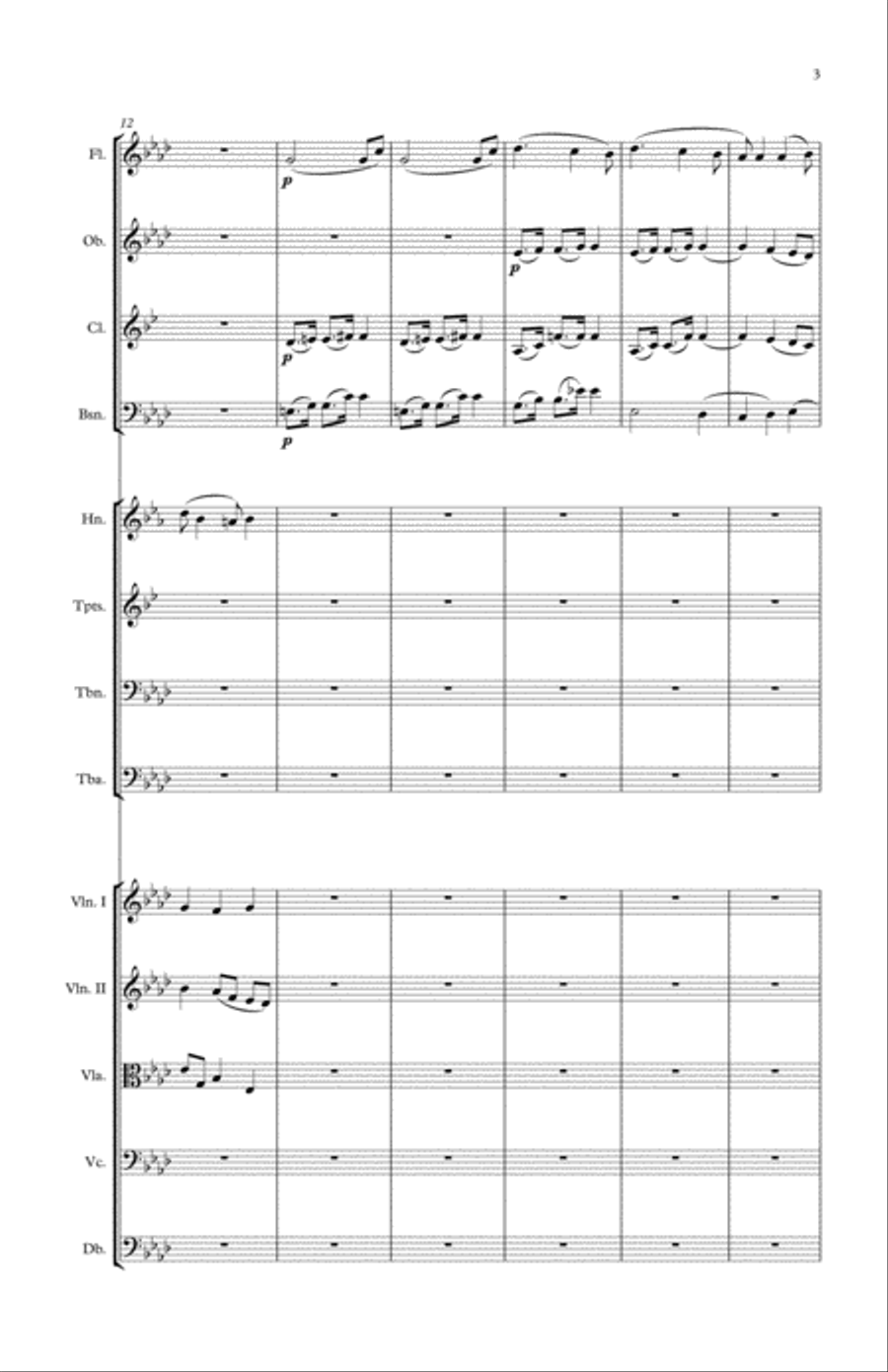 An Orchestration of the Second Movement of Brahms' C minor String Quartet String Quartet scores gallery preview page 3
