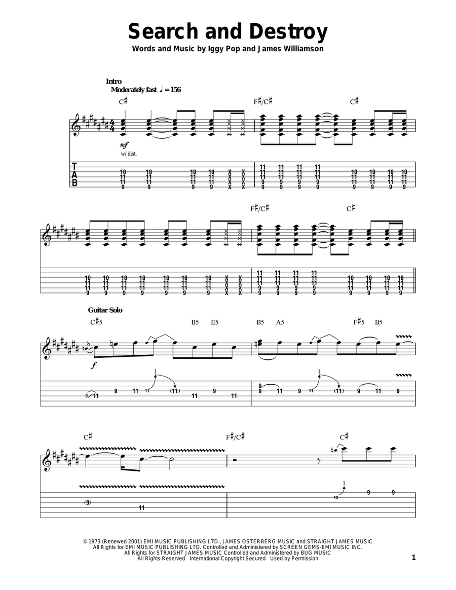 Search And Destroy Acoustic Guitar scores gallery preview page 1