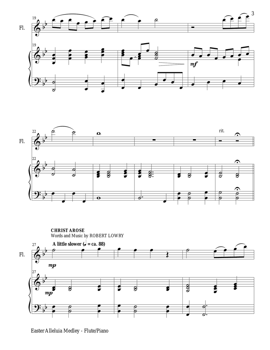 EASTER ALLELUIA MEDLEY (Duet – Flute/Piano) Score and Flute Part Flute Solo scores gallery preview page 3