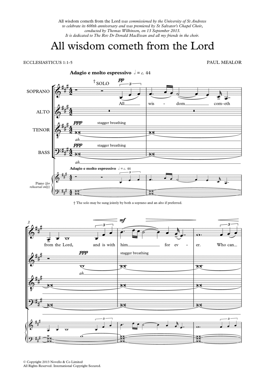 All Wisdom Cometh From The Lord 4-Part scores gallery preview page 1