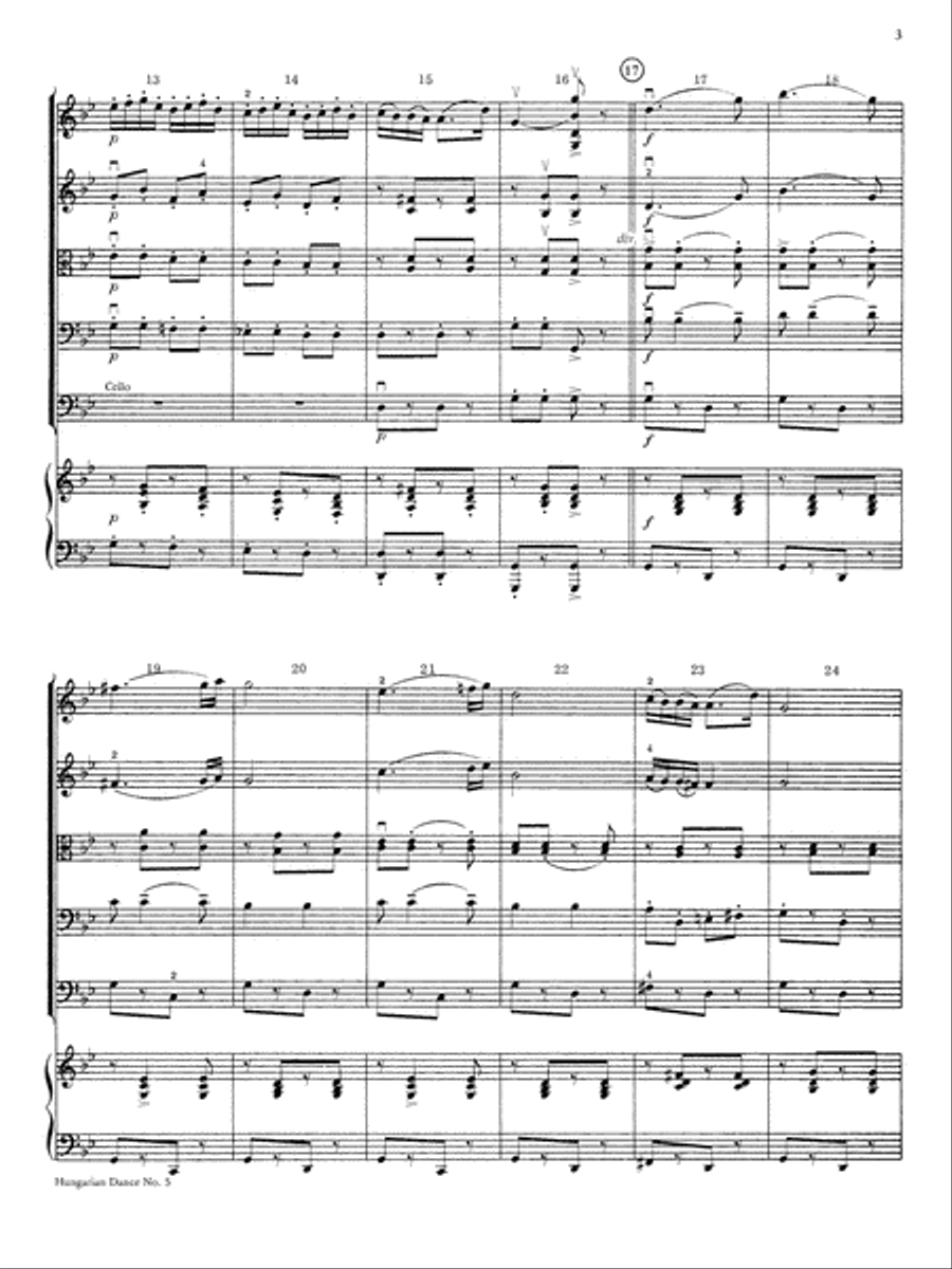 Hungarian Dance No. 5: Score String Orchestra scores gallery preview page 3