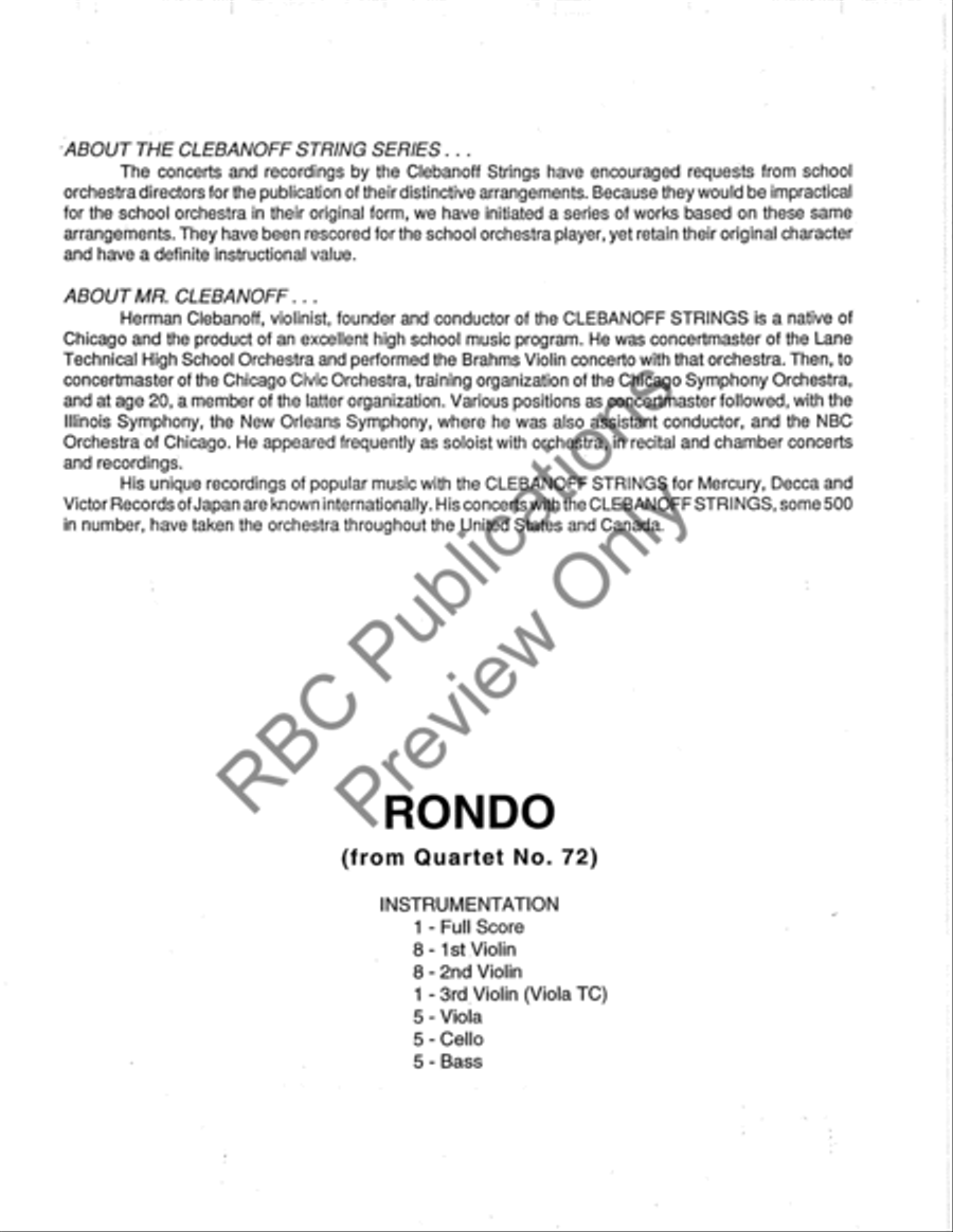 Rondo Quartet #72 (Score) String Orchestra scores gallery preview page 3