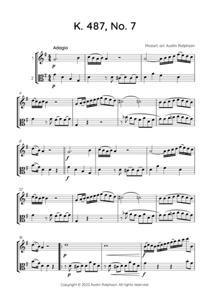 Mozart K. 487 No. 7 - violin and viola duet image number null