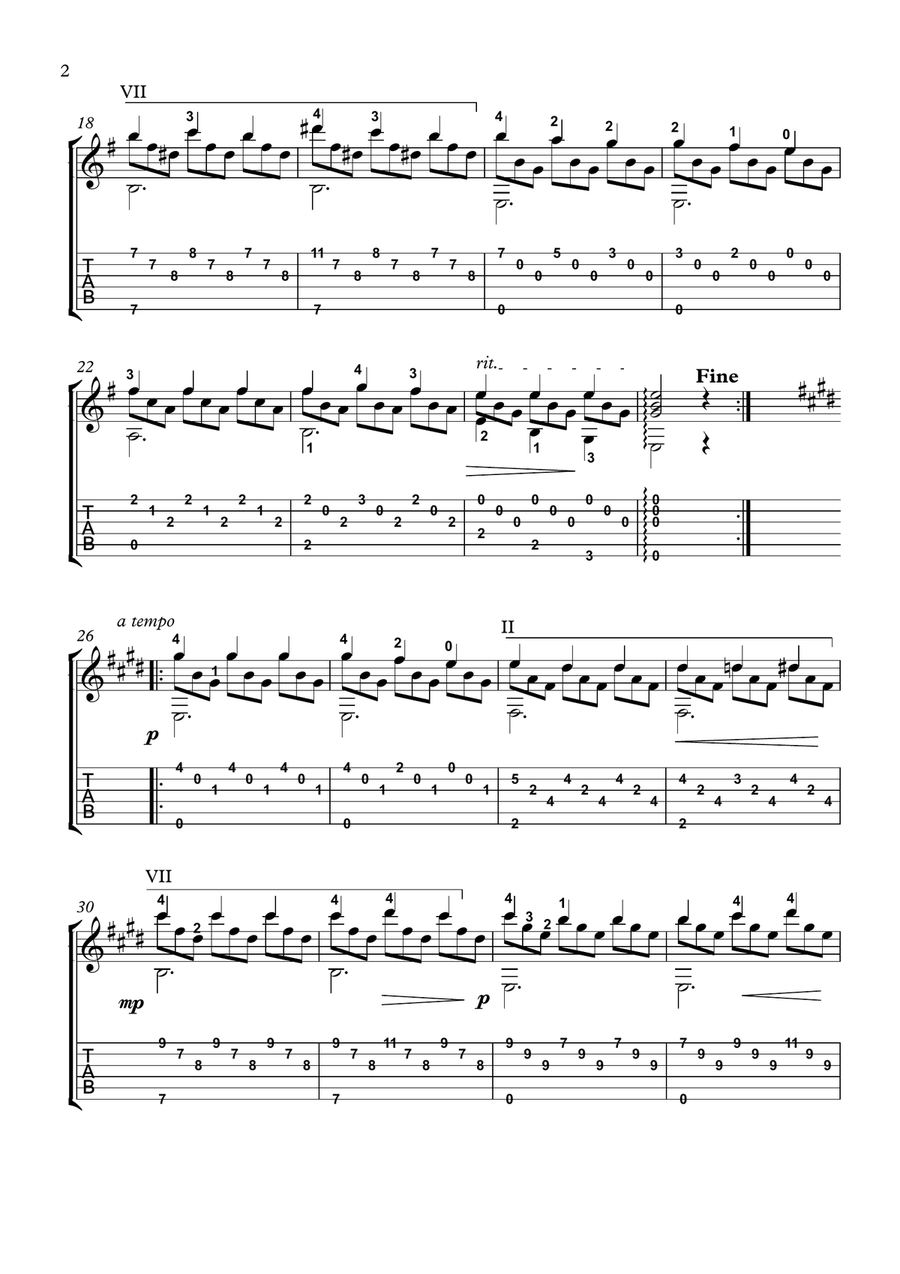 Romance d Amour for Guitar Acoustic Guitar scores gallery preview page 2