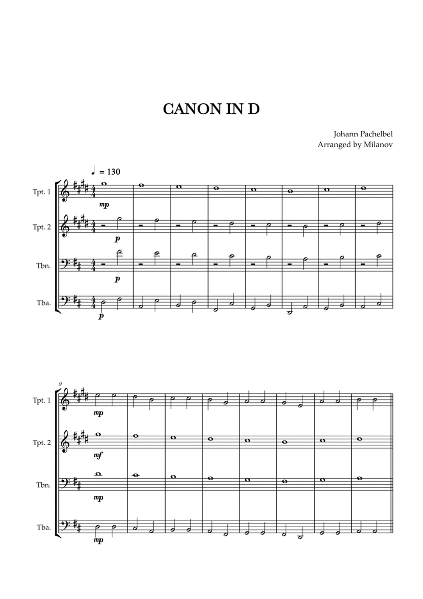 Canon in D | Pachelbel | Brass quartet image number null