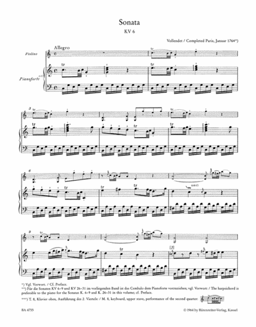Four Sonatas for Piano (Harpsichord) and Violin