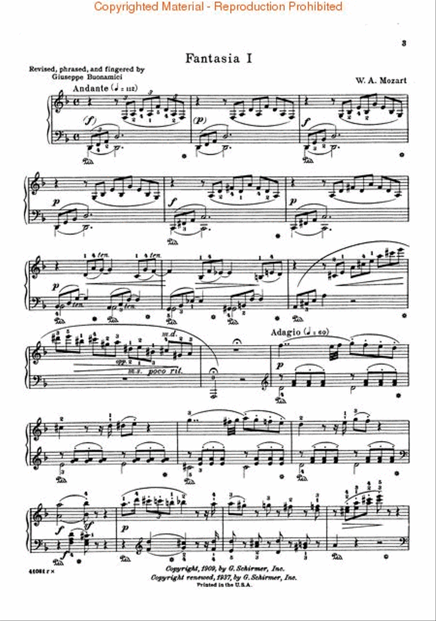 Fantasia No. 1 in D Minor K397 Piano Solo scores gallery preview page 2