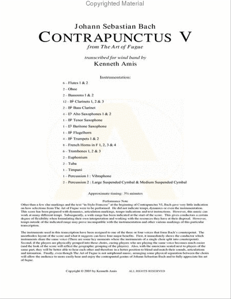 Contrapunctus 5 - STUDY SCORE ONLY Concert Band scores gallery preview page 2