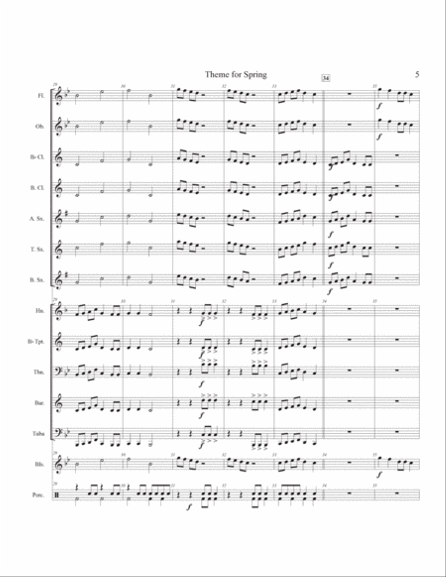 Theme For Spring Concert Band scores gallery preview page 5