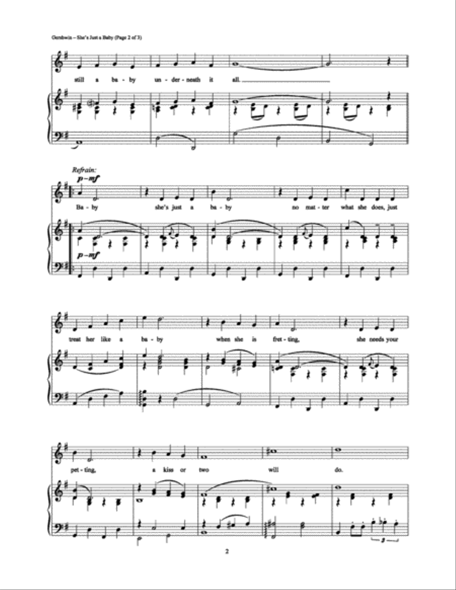 She's Just a Baby Piano, Vocal, Guitar scores gallery preview page 2