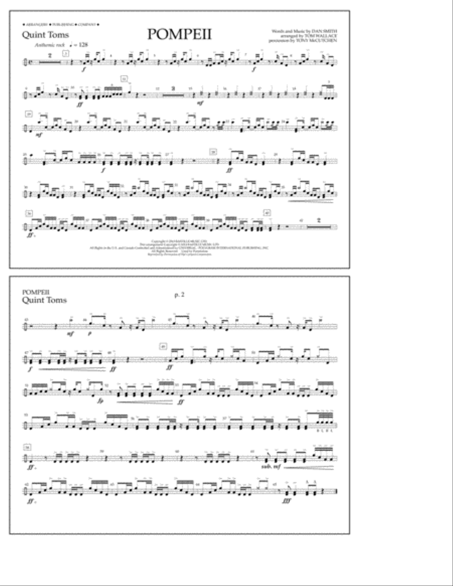 Pompeii - Quint-Toms Pompeii - Quint-Toms Marching Band scores gallery preview page 1