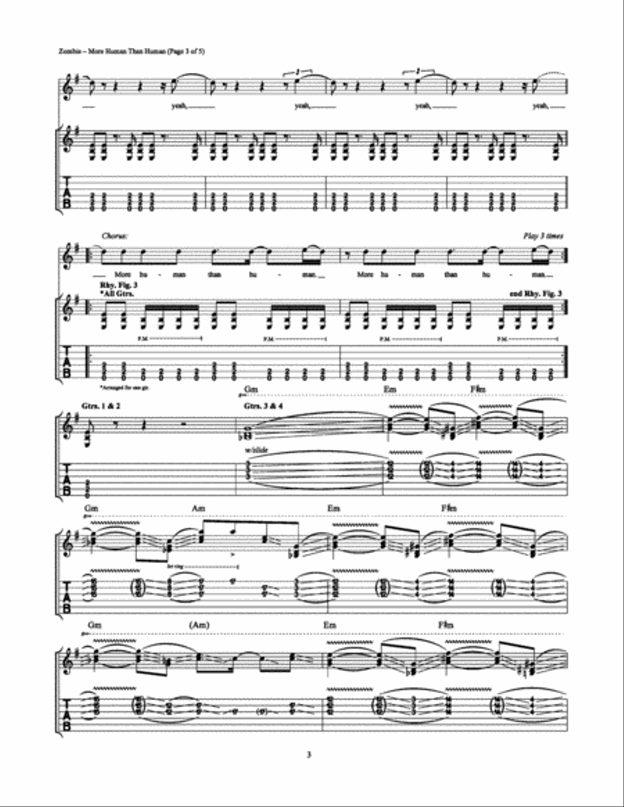 More Human Than Human Electric Guitar scores gallery preview page 3
