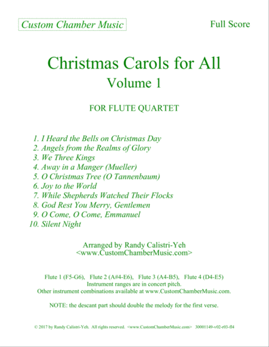 Christmas Carols for All, Volume 1 (for Flute Quartet) Flute Quartet scores gallery preview page 3