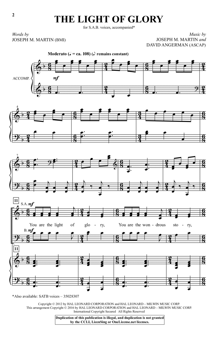 The Light Of Glory 3-Part scores gallery preview page 1