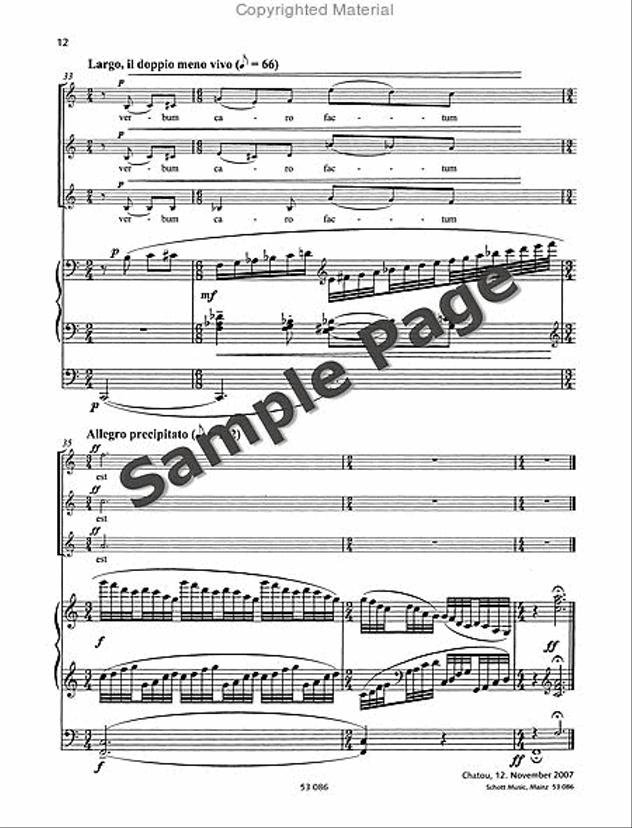 Verbum Caro Factun Est Femalechoir(ssa) Or 3 Solo Parts And Organ SSA scores gallery preview page 13