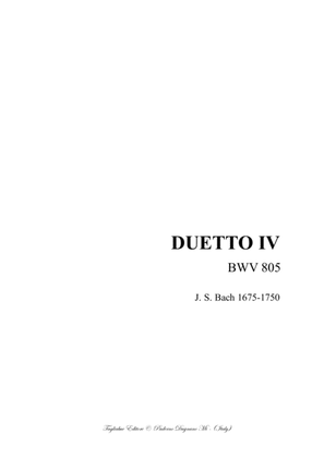 Book cover for DUETTO IV - BWV 805 - Bach - For Organ