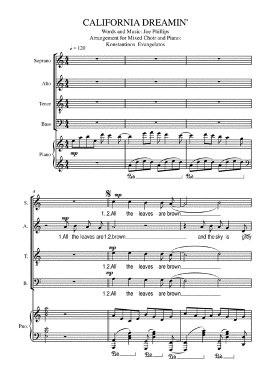 California Dreamin' 4-Part scores gallery preview page 2