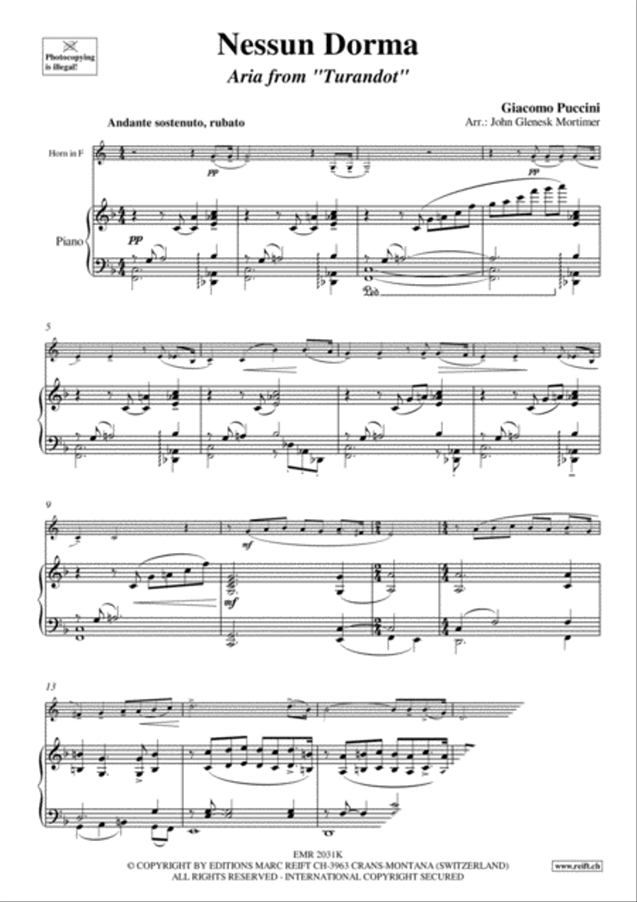 Nessun Dorma Horn scores gallery preview page 4