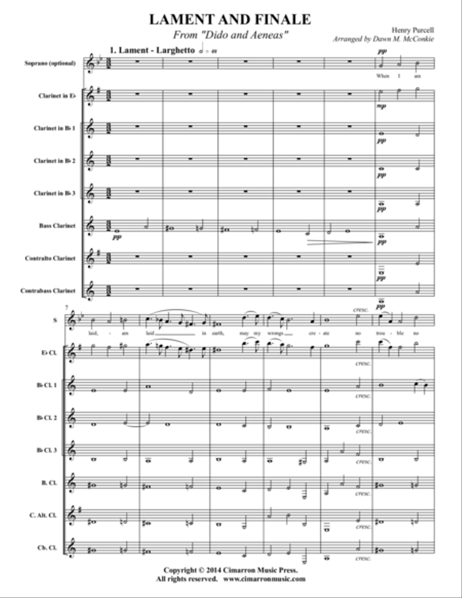 Lament and Finale Lament and Finale Clarinet scores gallery preview page 1