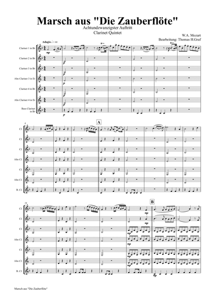 The Magic Flute March - Mozart - Clarinet Quintet - F